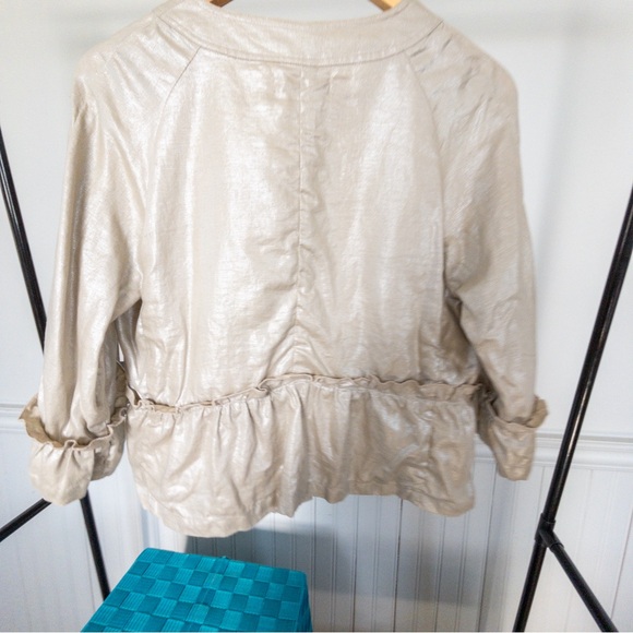 EFFETI MADA Beige/Taupe Summer Button Up Jacket 3/4 Sleeve Size L.  B002 - Picture 7 of 11